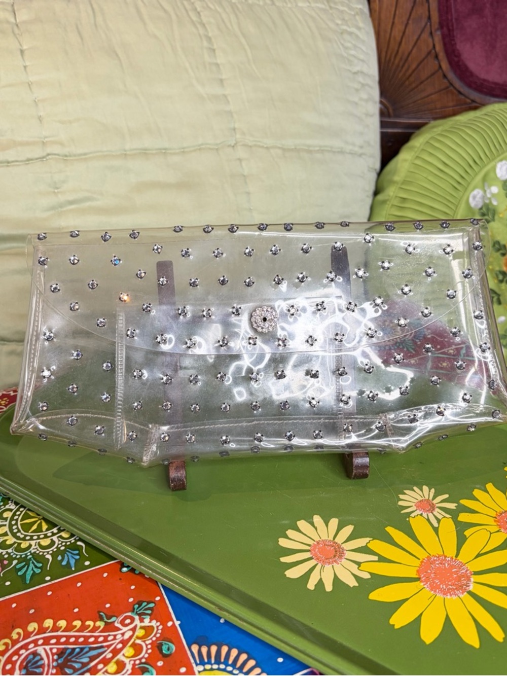 60s Clear Vinyl Rhinestone Clutch